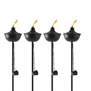 Large Capacity Metal Citronella Torches 55-Inch with 3-Prong Ground Stake for Outdoor Garden Decor Set of 6
