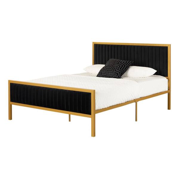 Merida Gold Metal & Brown Wood 2-Tier Over Bed Queen Size Storage