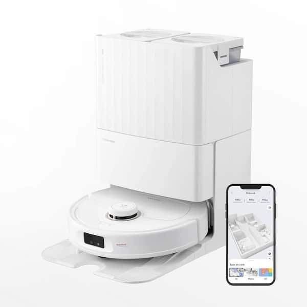 Qrevo MaxV 16.61 in. Robotic Vacuum and Mop with Smart Navigation, Self-Emptying, Self-Drying, Multisurface in White
