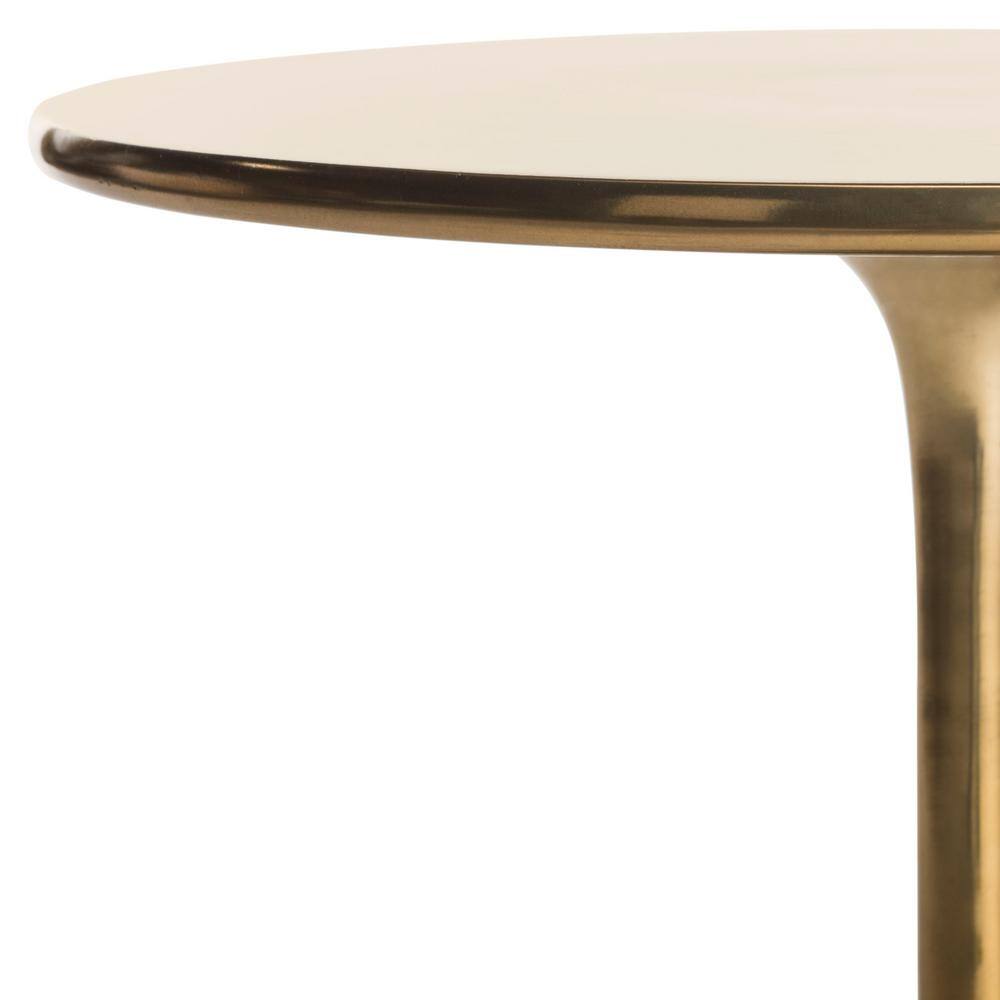 Antique Brass Round Metal Side Table, 16 Inch