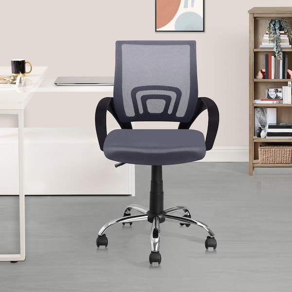 HOMESTOCK Mesh Upholstered Adjustable Height Ergonomic Office Chair in Gray - Swivel, Lumbar Support (Set of 4)