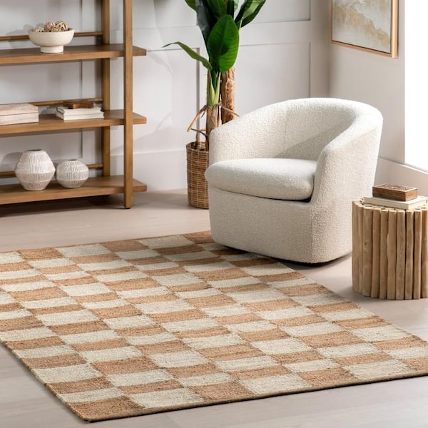 Izara Natural 5 ft. x 8 ft. Checkered Jute Area Rug