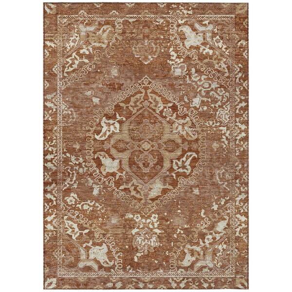 Chantille Machine Washable Indoor/Outdoor Abstract ACN3169 Rust 8 ft. x 10 ft. Area Rug