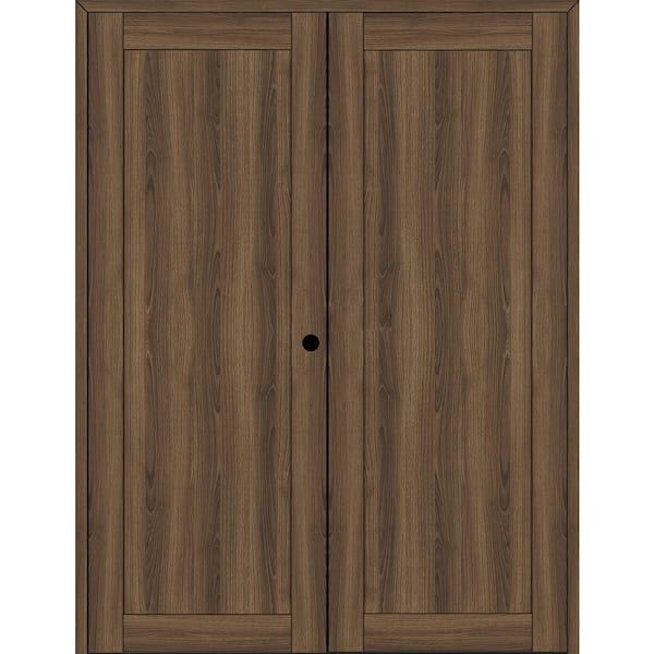 Belldinni 1 Panel Shaker 56 in. x 83.25 in. Left Active Pecan Nutwood Wood Composite Double Prehung Interior Door