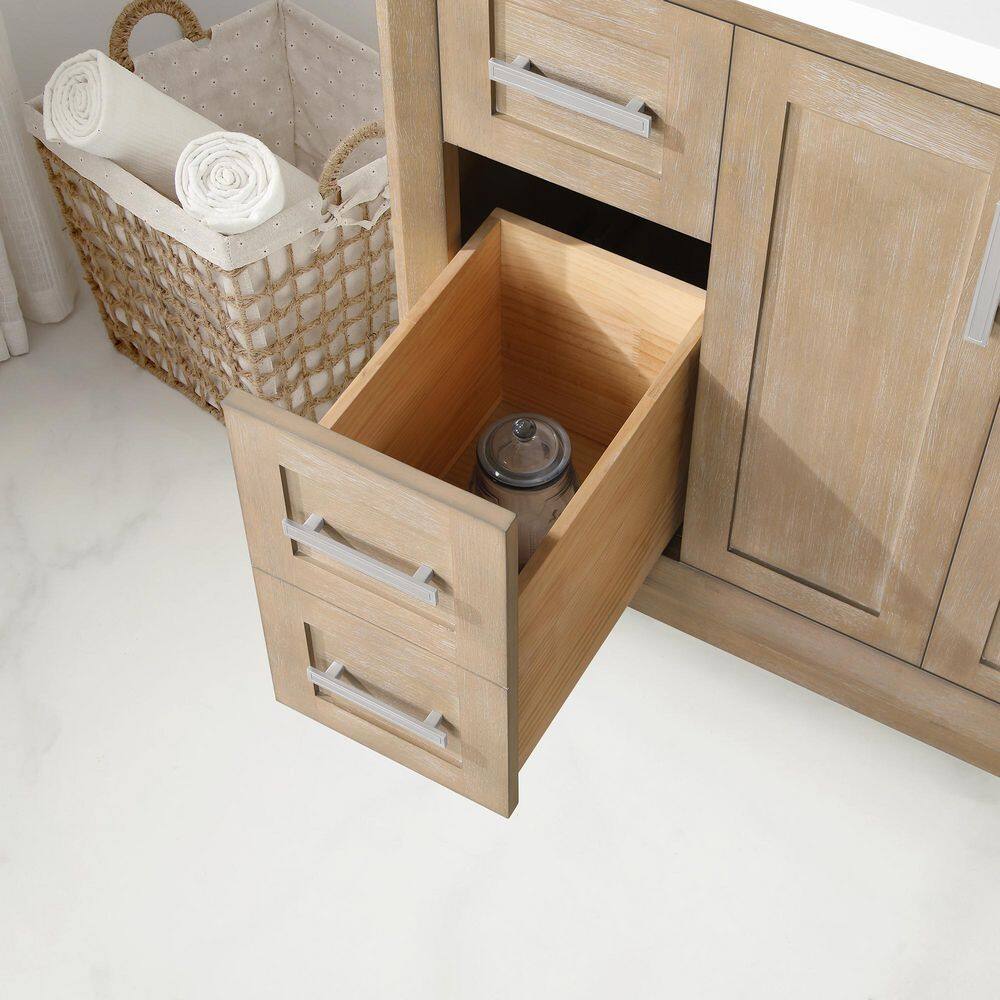 Antique Oak 42" Freestanding Bathroom Vanity with Marble Top