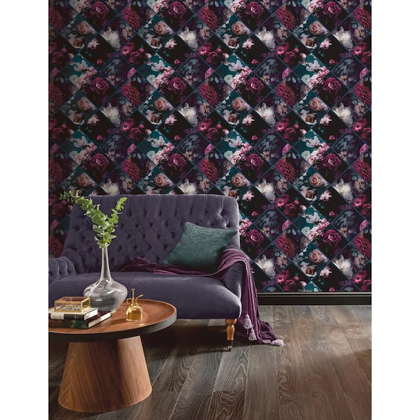 Arthouse Arthouse Tapestry Floral Textured Botanical Teal Pink Wallpaper