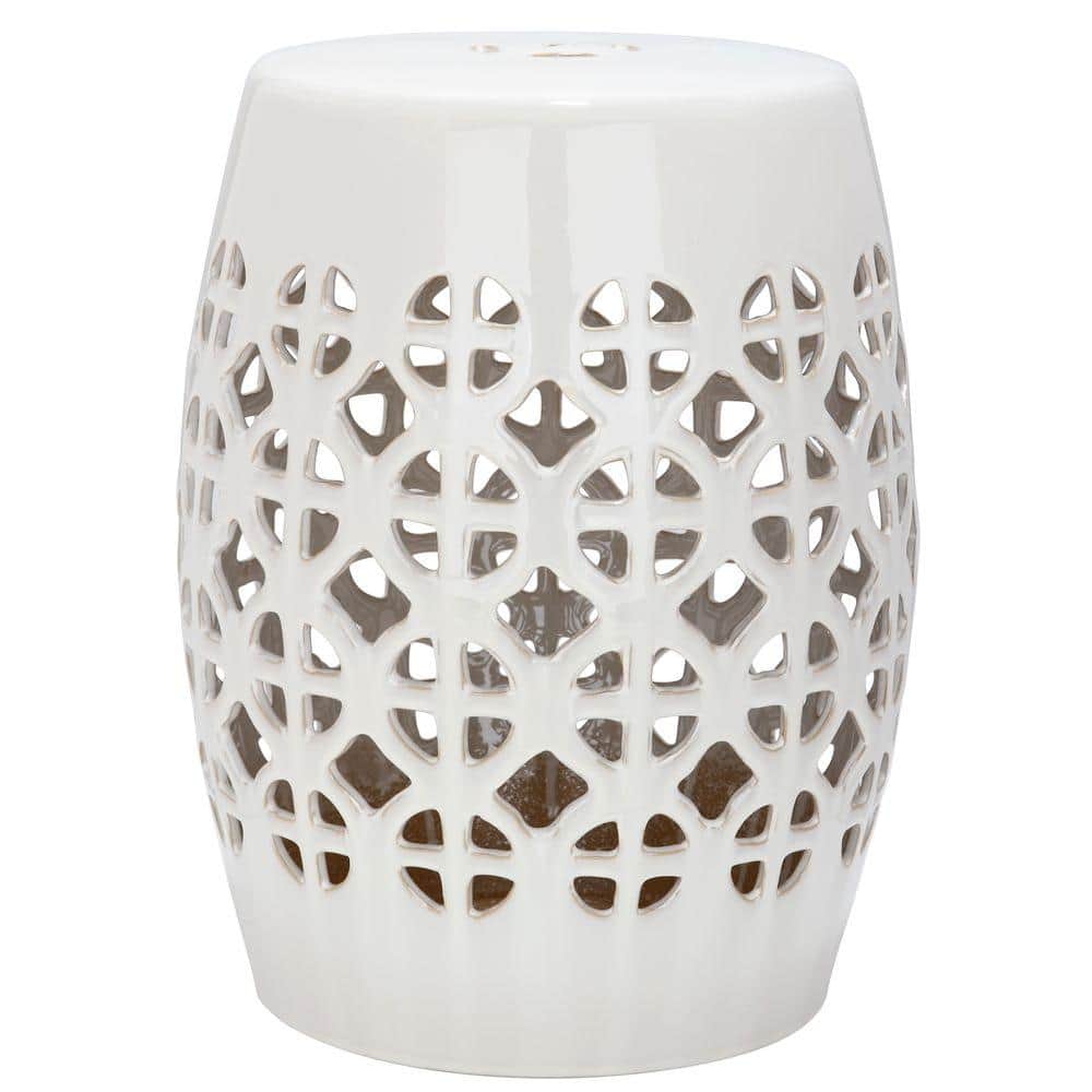SAFAVIEH Circle Lattice Cream Ceramic Garden Stool ACS4508B The Home