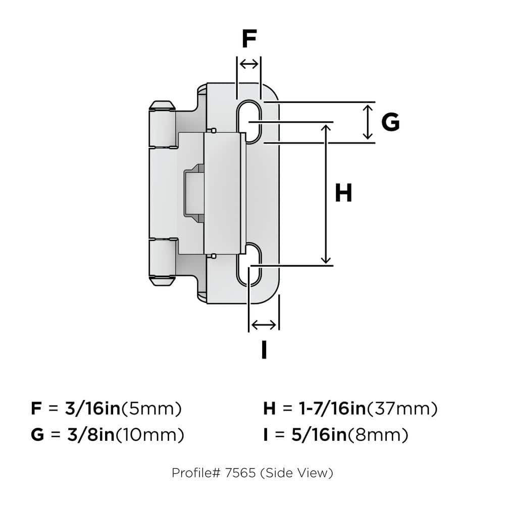 Polished Chrome 3/8 Inch Inset Self-Closing Cabinet Hinge