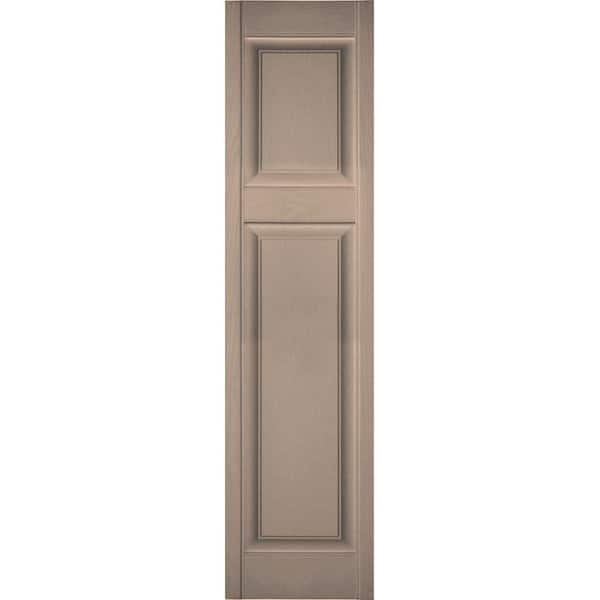 Ekena Millwork 12 in. x 53 in. Lifetime Vinyl Custom Offset Raised Panel Shutters Pair Wicker