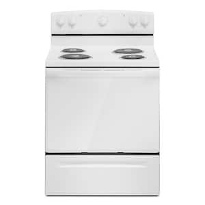  Summit Appliance WEM110W 20 Wide Electric Coil Top Range in  White with Oven Window, 220 Volts 60 Hz, Lower Storage Compartment,  Interior Light, Chrome Drip Pans, Oven Racks, Recessed Oven Door 
