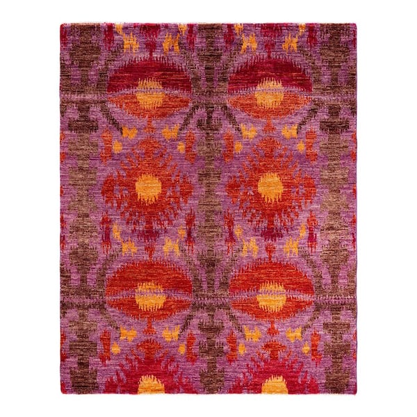 Modern-Contemporary Pink 6 X 9 Hand-Knotted Wool Indoor Area Rug