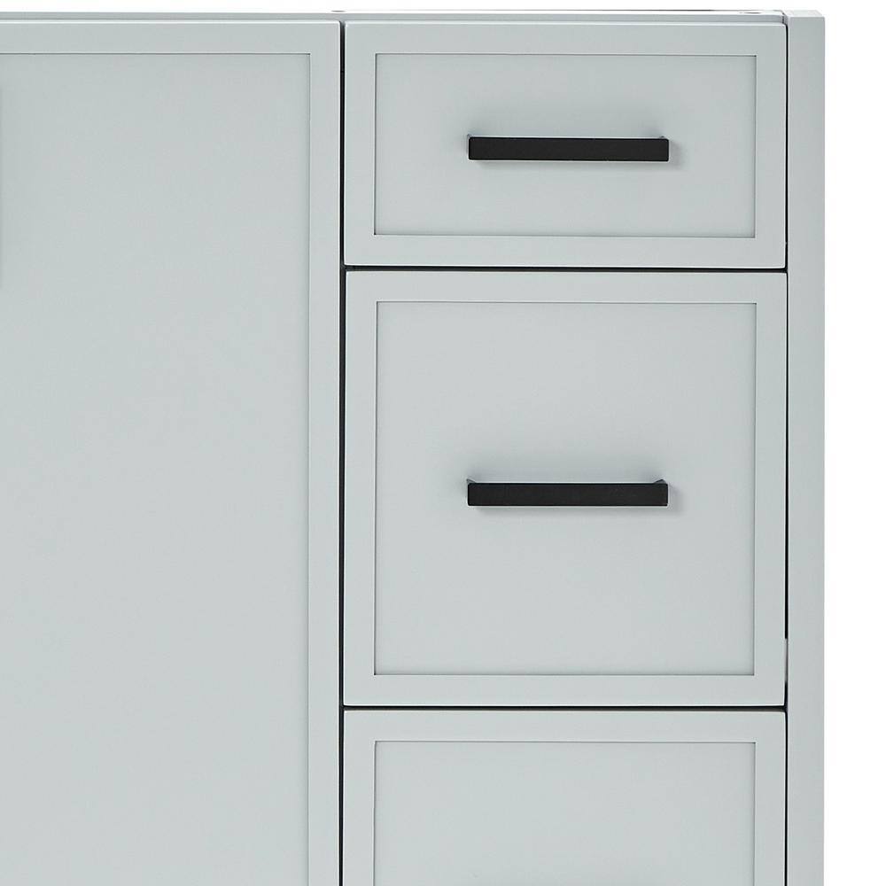 Gray Solid Wood Single Sink Bathroom Vanity with Carrara Quartz Top