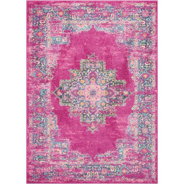 Nourison Passion Fuchsia 7 ft. x 10 ft. Persian Vintage Area Rug
