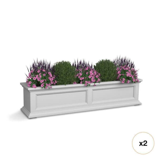 Fairfield 48 in. x 11 in. White Polyethylene Self-Watering Window Box
