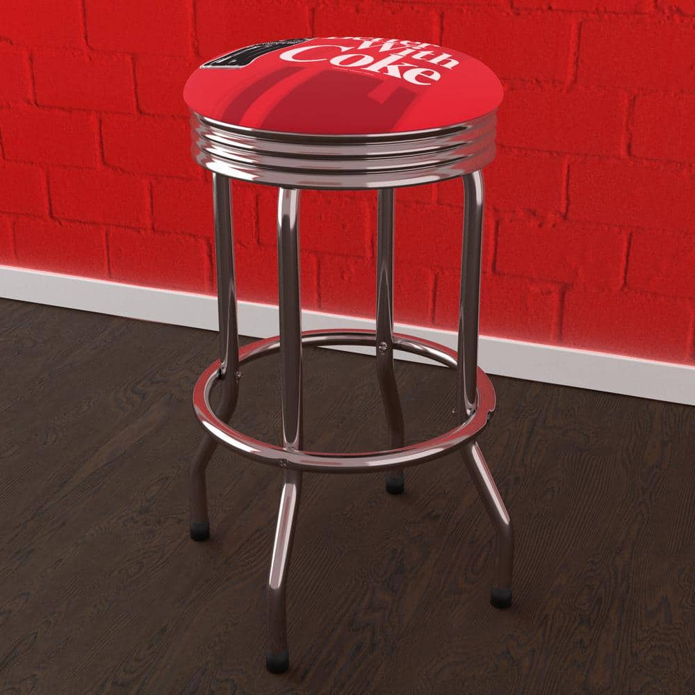 Coca-Cola Things Go Better with Coke Bottle Art 29 in. Red Backless Metal B