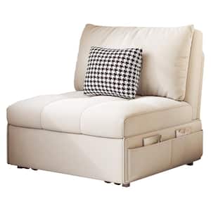 33.86 in. Beige Iron Frame Sofa Bed
