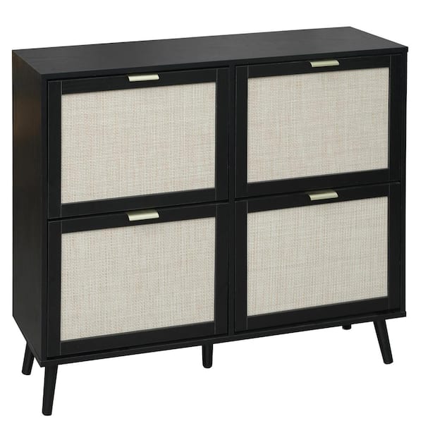 Unbranded 41.34 in. W x 9.45 in. D x 35.83 in. H Bathroom Black Linen Cabinet