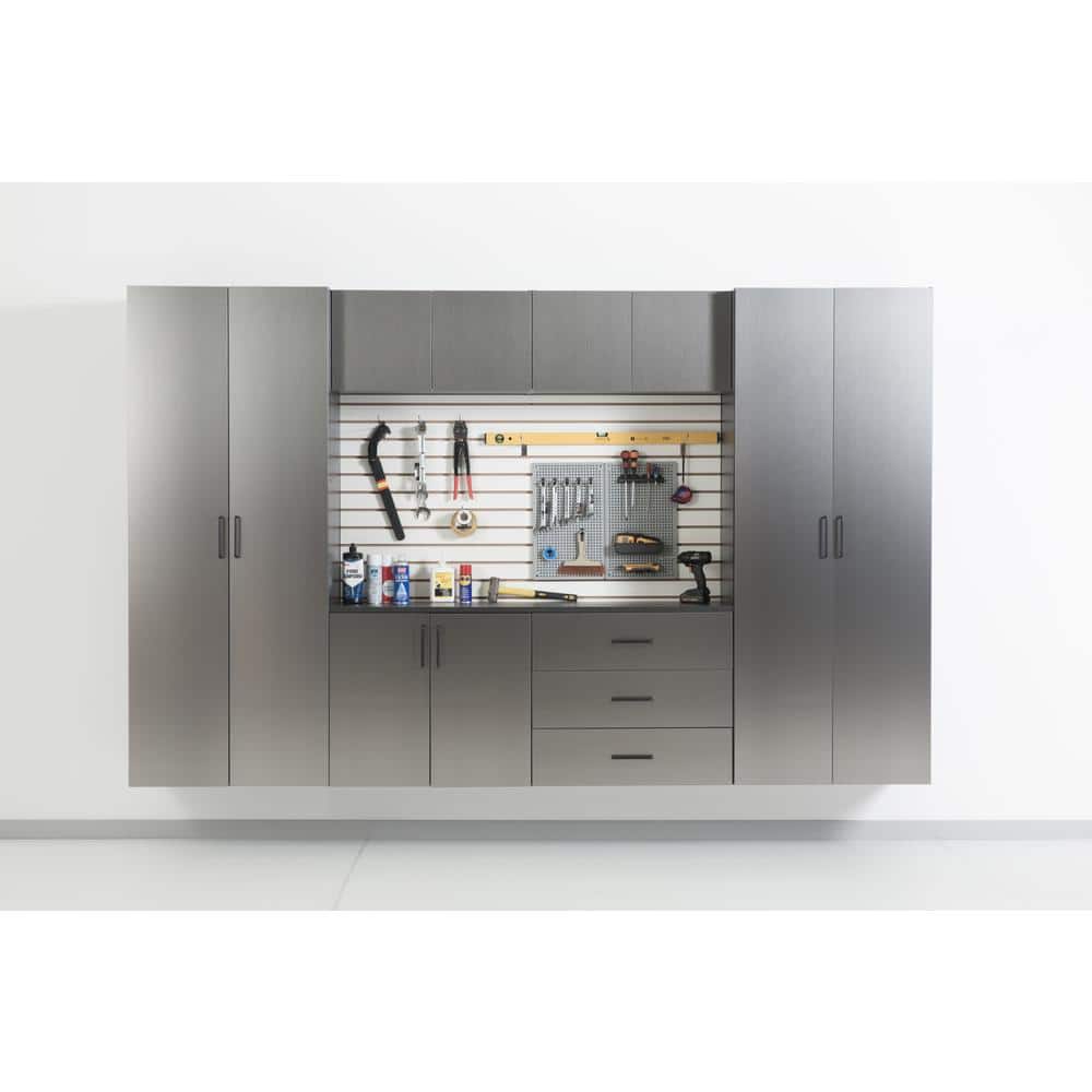 Astro Gray Metal Wall Storage Cabinet with Adjustable Shelving