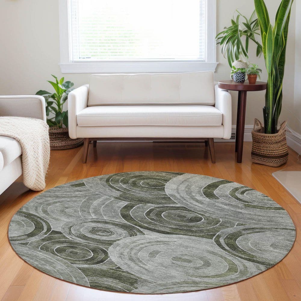 Chantille Machine Washable Indoor/Outdoor Abstract ACN1750 Taupe 8 ft. x 8 ft. Round Rug price history on PriceWatchPro