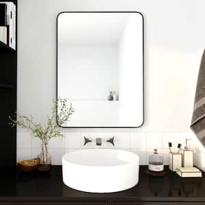 24 in. W x 32 in. H Rectangular Metal Framed Wall Bathroom Vanity Mirror in Matte Black