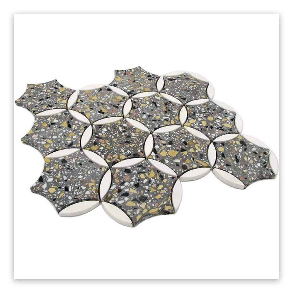 Stellare 4 in. x 5 in. Honed Gray-White Terrazzo, Marble Mosaic Wall and Floor Tile Sample price history on PriceWatchPro
