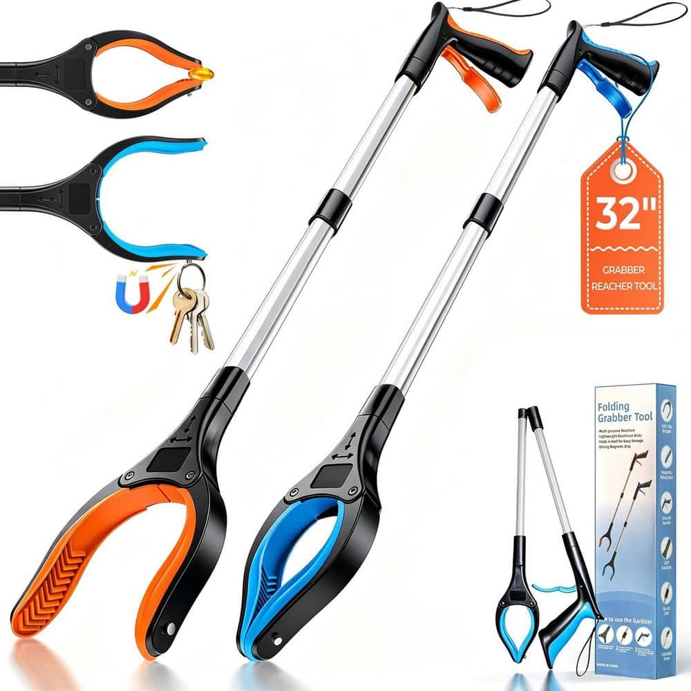 32 in. Grabber Reacher Tool 2-Pack Foldable Heavy Duty Pickup with 4 in. Wide Claw 360 Rotating Jaw Magnet price history on PriceWatchPro