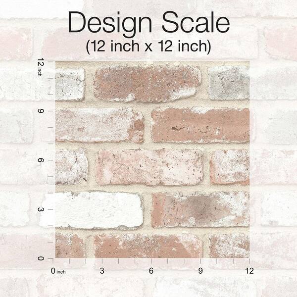 Itsy Bitsy Mini Distressed Brown Brick Dollhouse Wallpaper - 1:12 Scale Peel & Stick 12x18 Inch Sheet