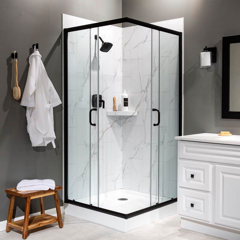 Fascinating Corner Shower Walls Photos