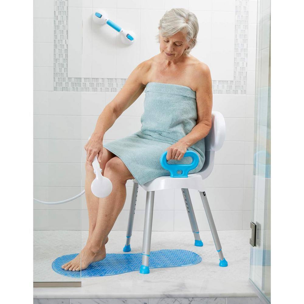 Adjustable White Plastic Bath and Shower Seat with Handles