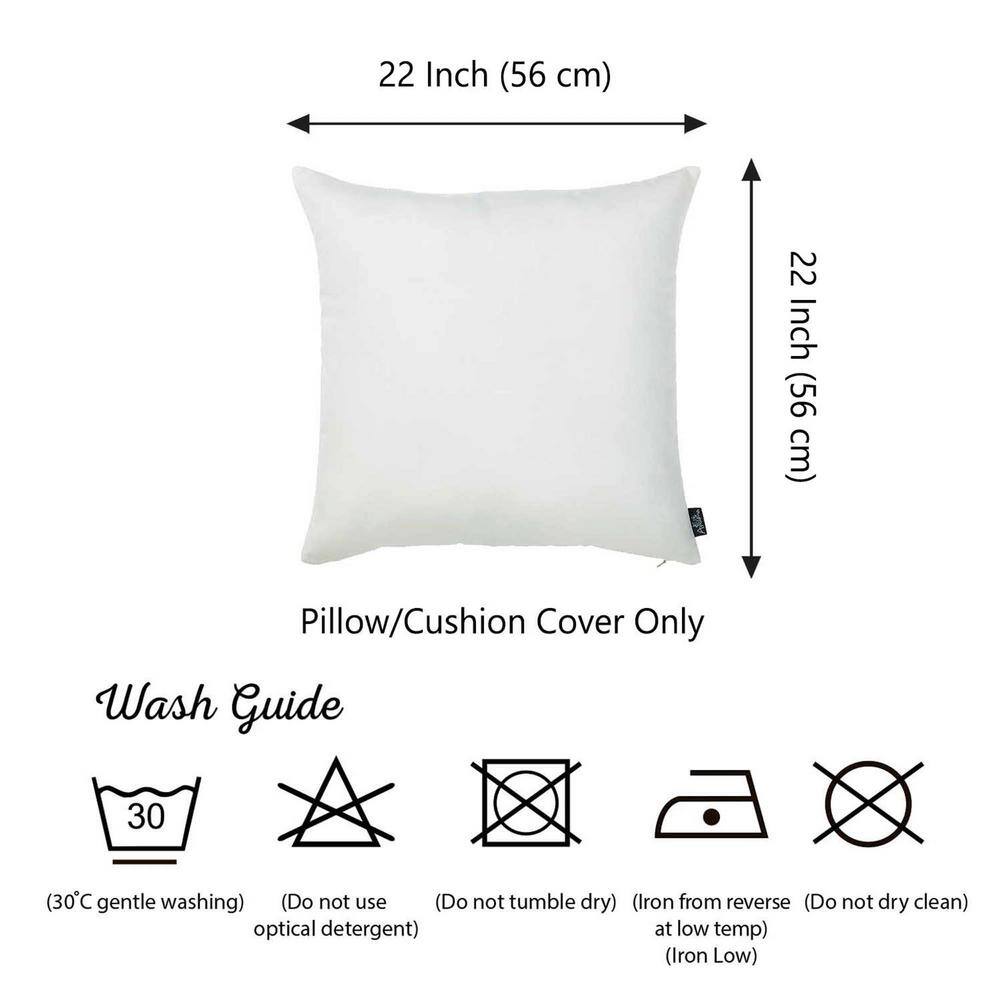 White 22" x 22" Polyester Square Pillow Covers Set of 2