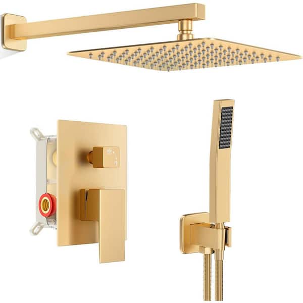 MTTCLE Single Handle 1-Spray Shower Faucet 1.8 GPM with Adjustable Heads in Brushed Gold