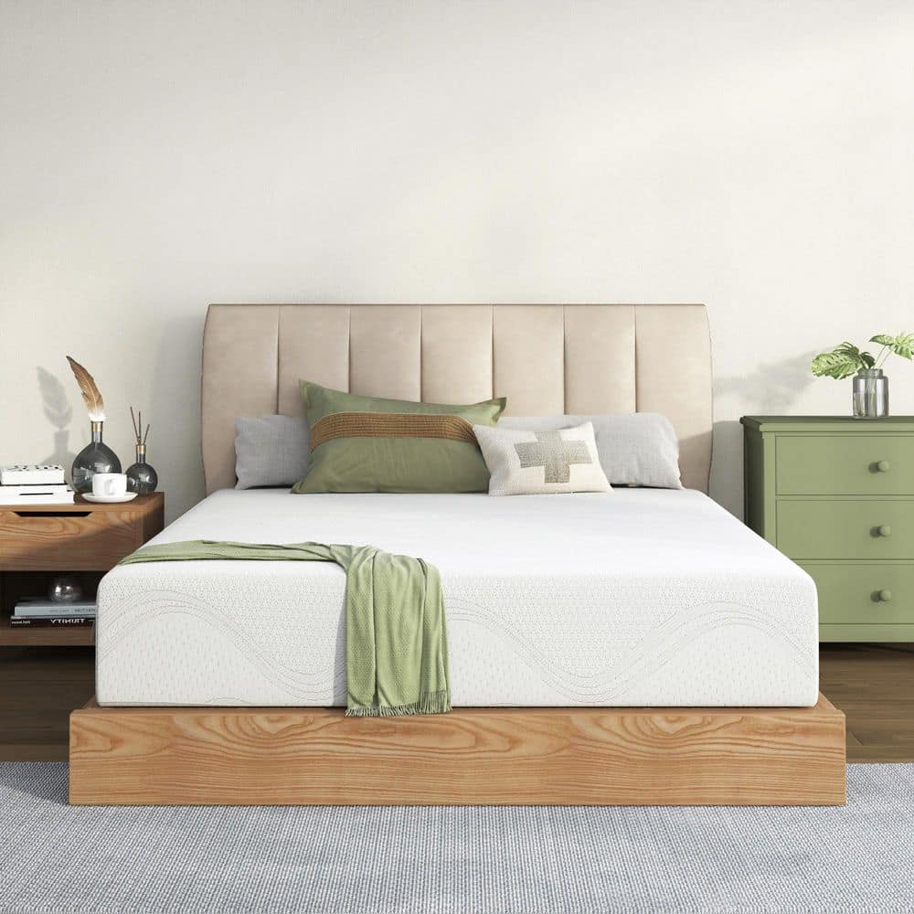 Queen Medium Memory Foam 10 in. Pillow Top Mattress, Bamboo Charcoal and Silicone, Breathable Knit Fabric