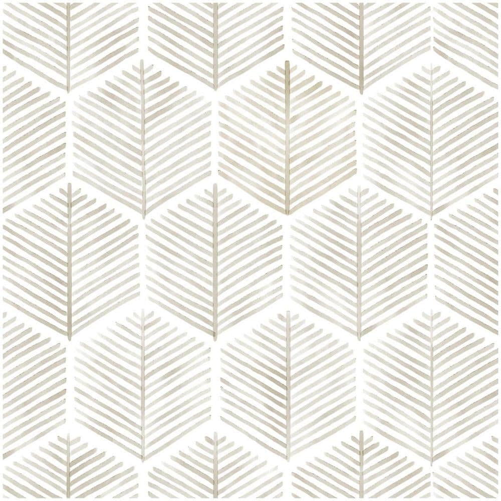 17.3 in. x 393 in. Boho Beige and White Geometric Vinyl Peel and Stick Wall