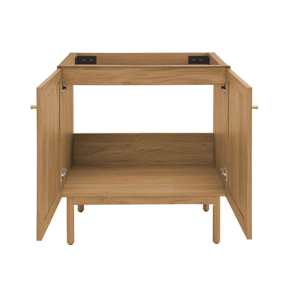 Oak 30" Freestanding Bathroom Vanity with Rattan Doors