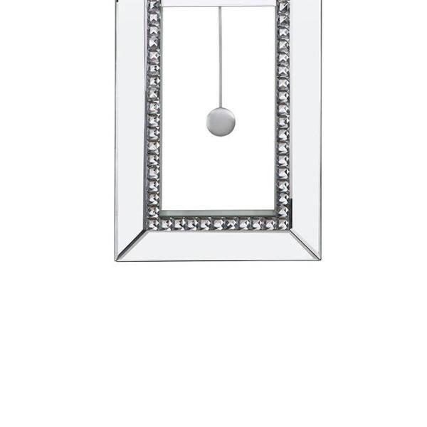 Lotus Mirrored Wall Clock with Faux Crystal Diamonds
