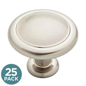 Ring Round 1-1/4 in. (32 mm) Classic Satin Nickel Round Cabinet Knobs (25-Pack)