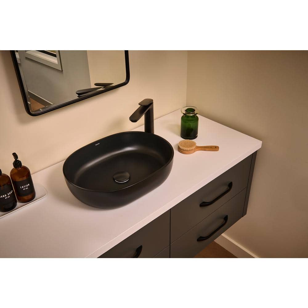 Matte Black 28" Stone Above-Counter Vessel Sink