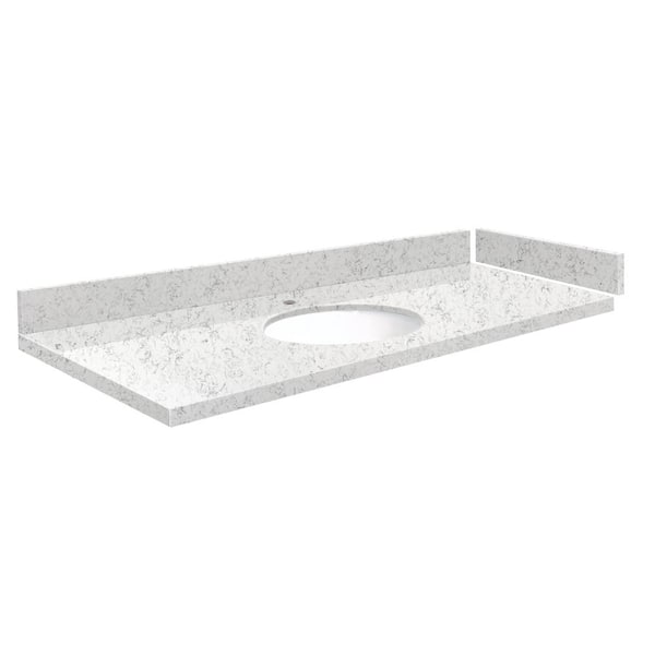 Transolid Silestone 49 in. W x 22.25 in. D Quartz White Round Single Sink Vanity Top in Lyra