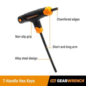 Individual Cushion Grip Hex T-Keys, 3 Mm, 6 In Long, Black Oxide Bundle Of 2 Each