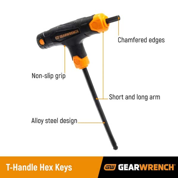 Metric Ball End T-Handle Hex Key Set with Metal Benchtop Stand (8-Piece)