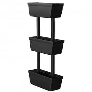 3-Tier Freestanding Vertical Black Resin Plant Stand for Gardening and Planting Use