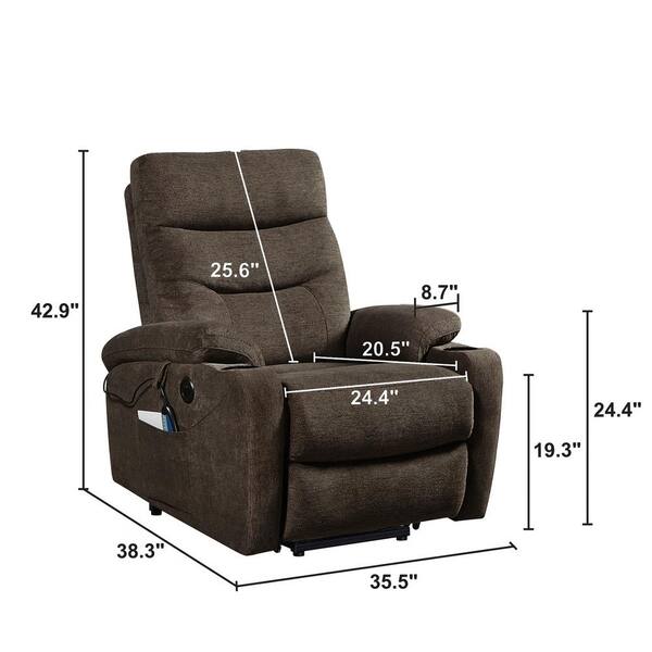 Mcombo Large Electric Power Lift Recliner Chair for Big and Tall Elderly People, Dark Brown, Size: Standard