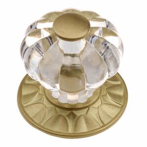 1-1/4 in. Satin Gold Clear Acrylic Melon Cabinet Drawer Knobs with Backplate (10-Pack)
