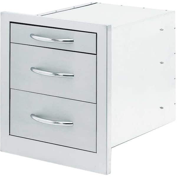 Cal Flame 18 in. Wide Outdoor Kitchen Stainless Steel 3-Drawer Storage