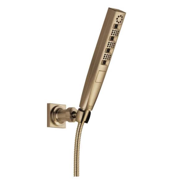 Delta 4-Spray Patterns 1.75 GPM 1.43 in. Wall Mount Handheld Shower Head with H2Okinetic in Champagne Bronze