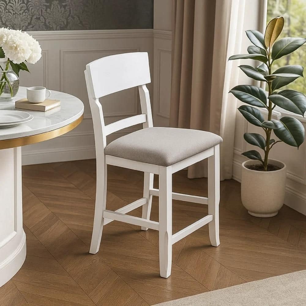 Keyan Antique White and Gray Foam Counter Height Dining Chair Set of 2 price history on PriceWatchPro