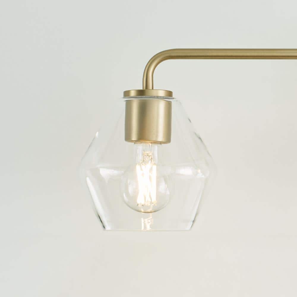 Jett 26" Satin Brass and Clear Glass Vanity Light
