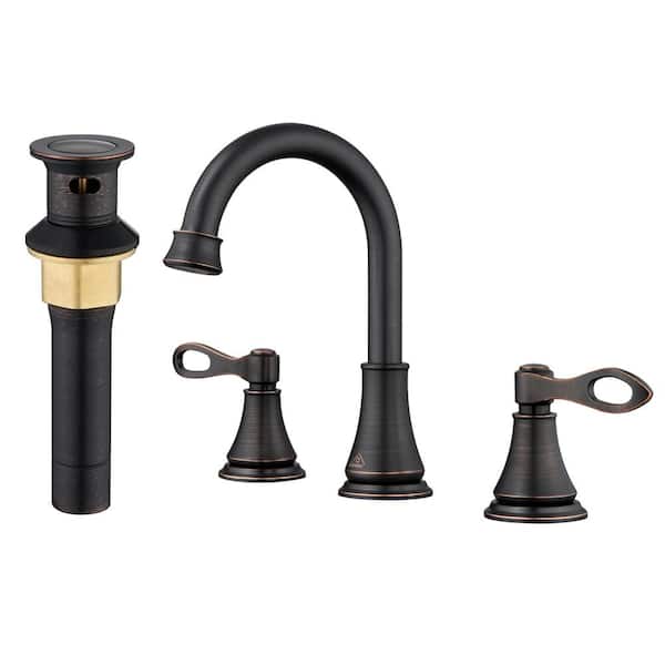 Boyel Living 8 in. Double Handle Bathroom Sink Faucet with Drain Kit in Oil Rubbed Bronze