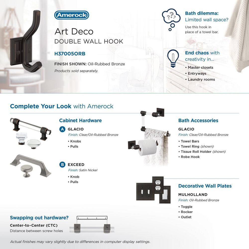 Oil-Rubbed Bronze Double Prong Decorative Wall Hook