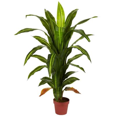 Real Touch 4 ft. Green Dracaena Silk Plant